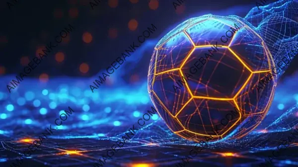 Cyber Futuristic Soccer Ball or Football in Digital Style