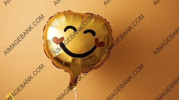 Smiley Kissing Face on Golden Foil Balloon