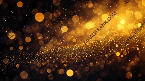 Golden Glittering Bokeh on Black Background