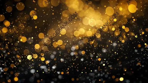 Shimmering Golden Bokeh on Black Background