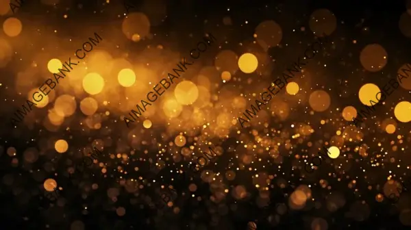 Golden Bokeh Lights on Dark Black Background