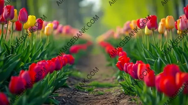 Abundance of Tulip Flowers on a Clean Carpet