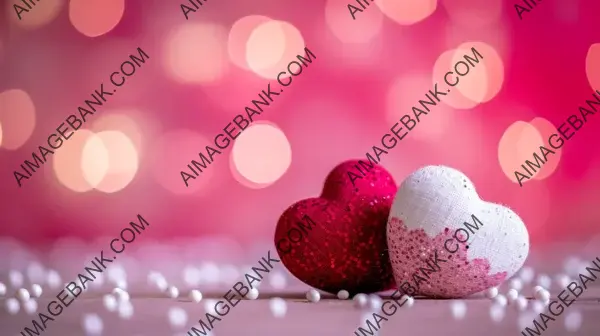 Romantic Background: Pink, White, and Red Heart Decor