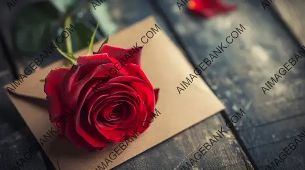 Valentine&#8217;s Surprise: Red Rose in a Brown Envelope Concept