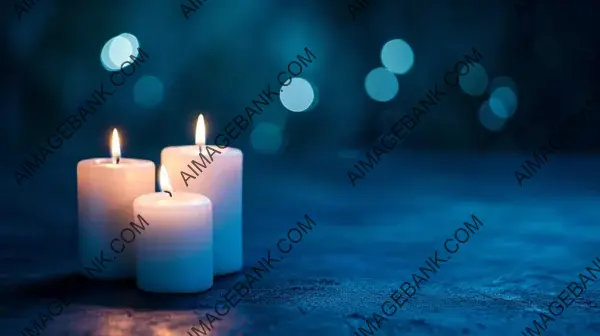 Candlelit Ambiance: Three White Burning Candlelights on an Abstract Background