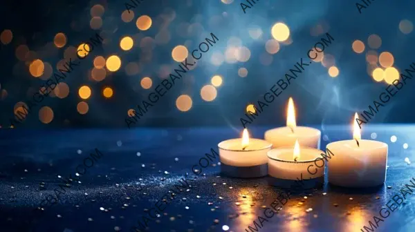 Romantic Candlelight: Three White Burning Candles on an Abstract Background