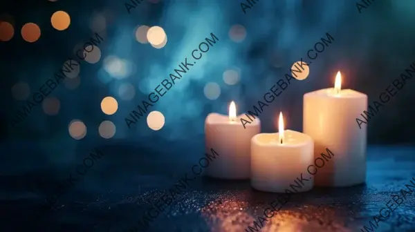 Candlelit Love: Three White Burning Candlelights on an Abstract Backdrop