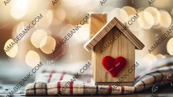 Romantic Abode: Wooden House with Hearts and Chimney for Valentine&#8217;s Day