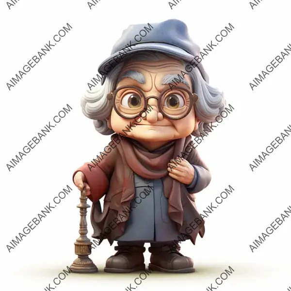 Grumpy Cartoon Figurine of an Old Lady