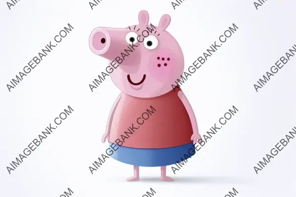 Cute Peppa Pig Cartoon Character on a White Background