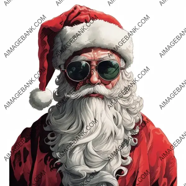 Illustrated Graphic Art of Santa Claus Wearing a Turban