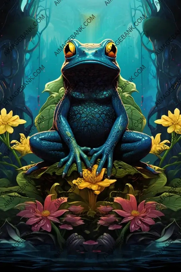 Square Stance Tropical Frog Sitting Atop