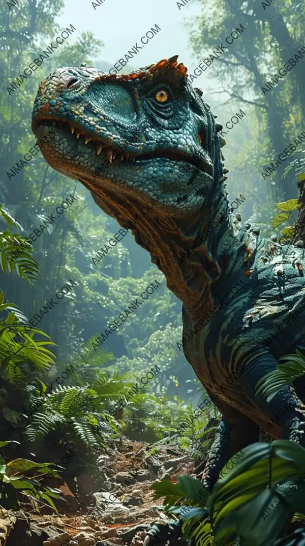 Fantasy Artwork of a Jurassic Park Creature in Magic: The Gathering Style