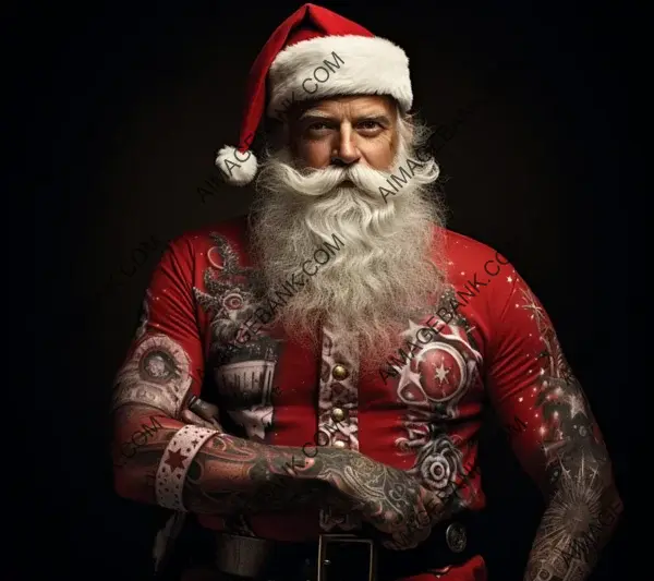 Tattooed Santa Claus with a Cool Look