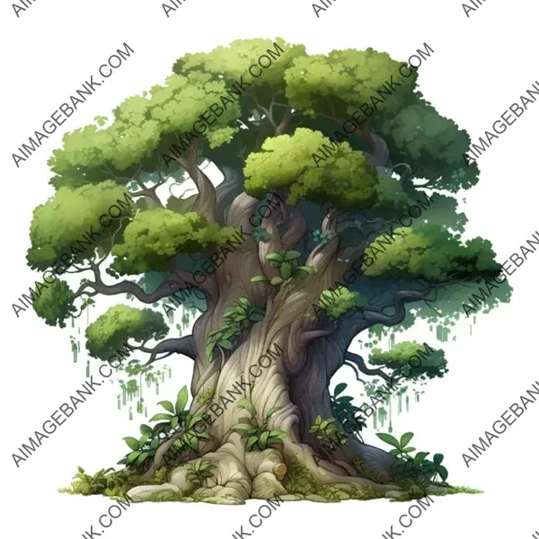 Add a Cartoon Tree to Your Design on White Background