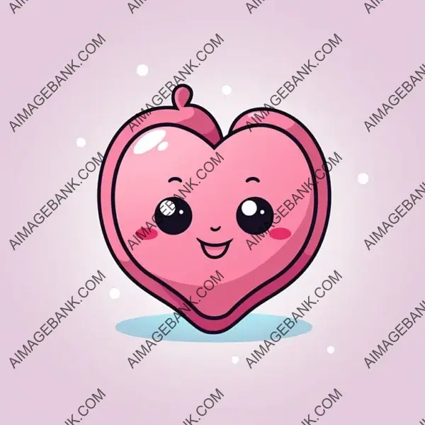 Kawaii Cute Heart Character: Cartoon Style