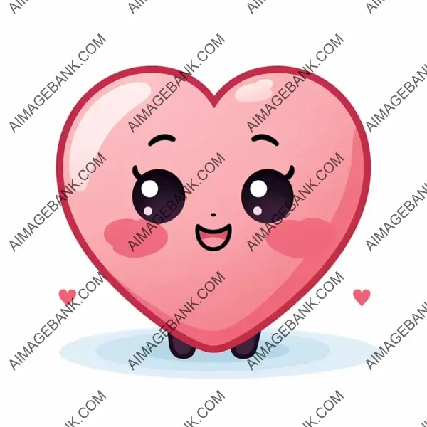 Cartoon-Style Kawaii Cute Heart Character