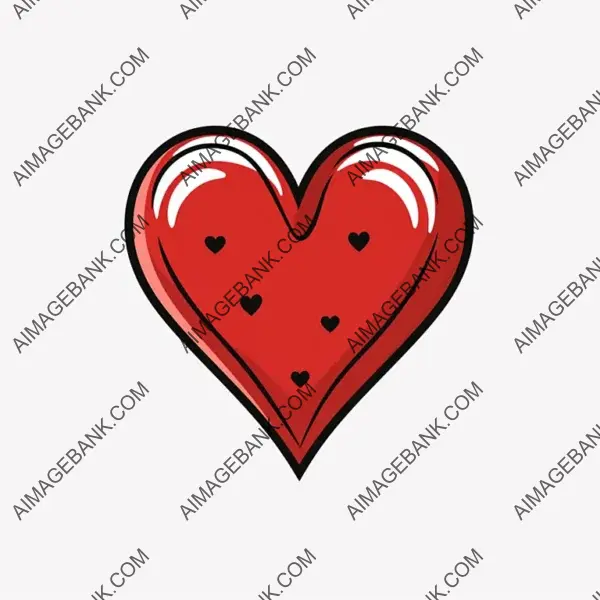 White Background with Simple Heart Clip Art: Cartoon Style