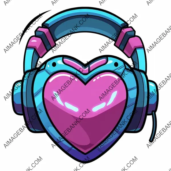 Vaporwave-Styled Cartoon Heart Emoji: Web Elements