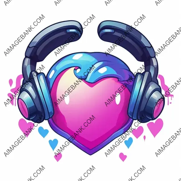 Cartoon Heart Emoji with Vaporwave Style: Web Elements