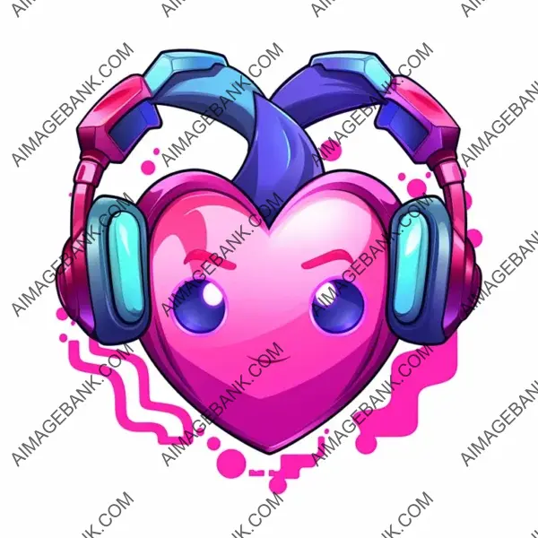 Web Elements: Vaporwave-Styled Cartoon Heart Emoji