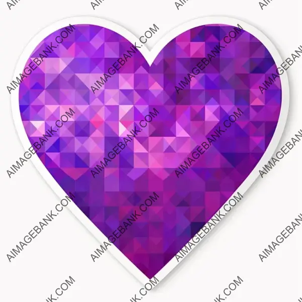 Big Pixels Heart Sticker in Purple