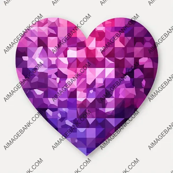 Purple Heart Sticker with Big Pixel Art