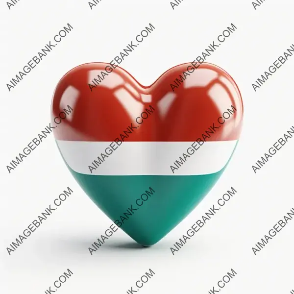 3D Italy Flag Heart Symbol of Peace on White Background