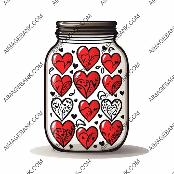 Valentine Premium Vector Silhouette: Glass Jar