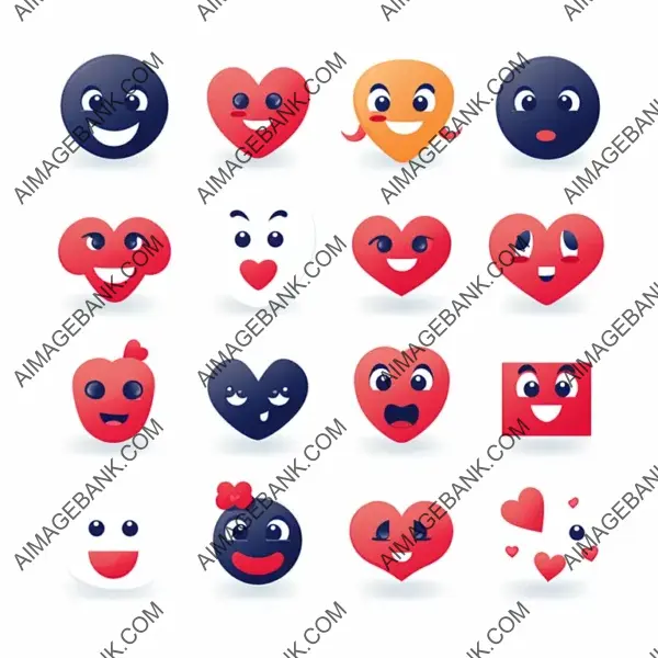 Flat Style Set of Facebook Emoticons with White Background