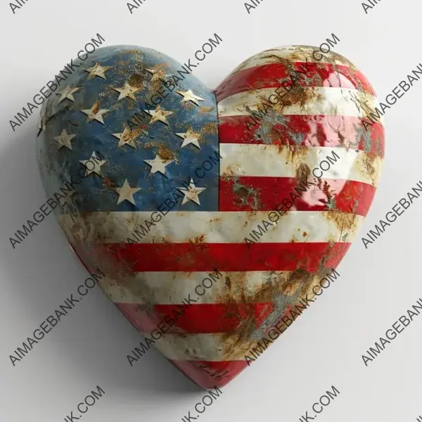 USA Flag Heart Symbol 3D