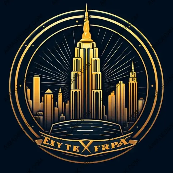 Sport Logo with Empire State Building in Art Deco Style