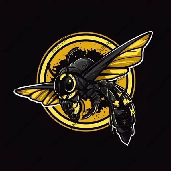 Attacking Wasp Dart Logo in Black and Yellow