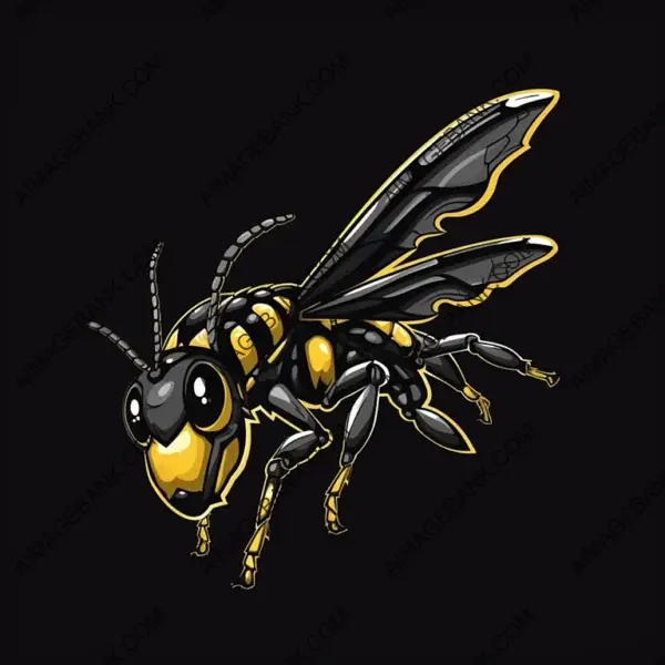 Black and Yellow Sport Logo with Attacking Wasp Dart