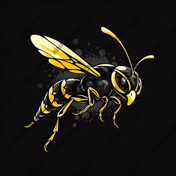 Bold Black and Yellow Logo with an Attacking Wasp Dart