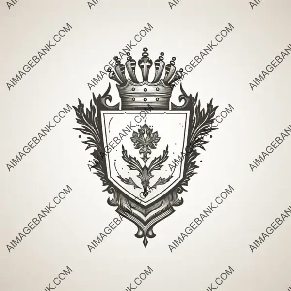 Vintage Shield Label with Crown Above Design