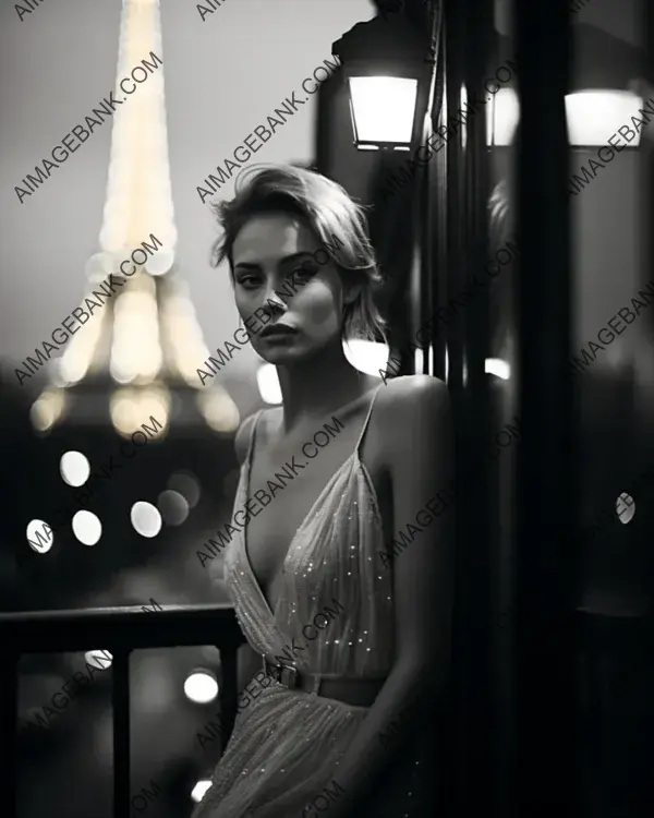 Elegant Female Model on a Hotel Balcony