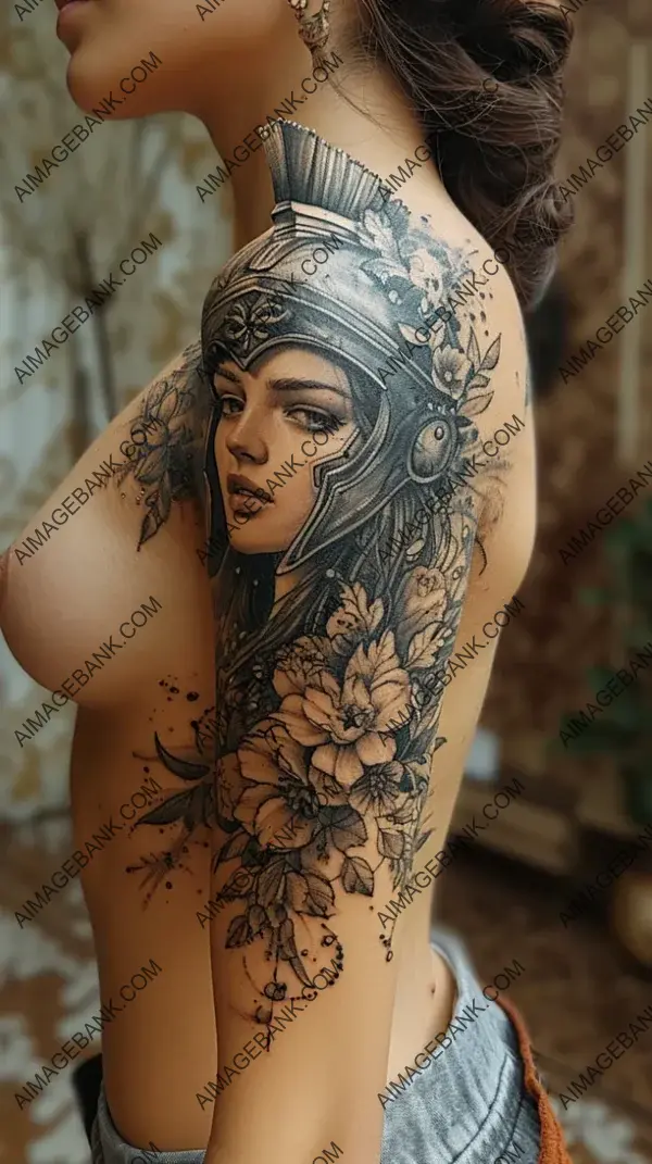 Stylized Ancient Greek Warrior Helmet Tattoo