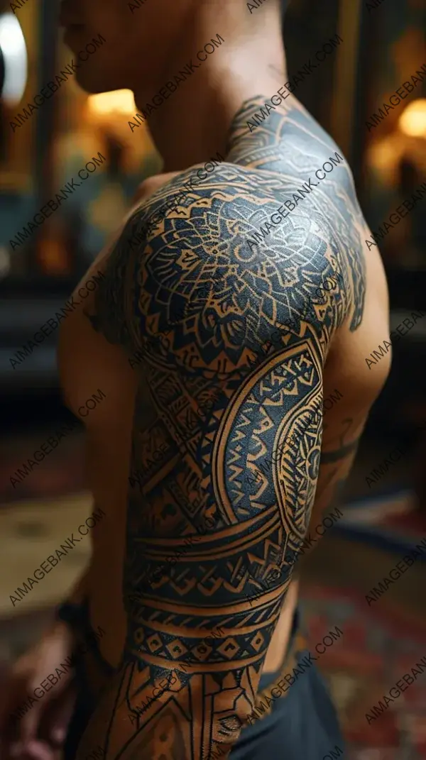 Geometric Arabesque Tile Pattern Tattoo: Artistry