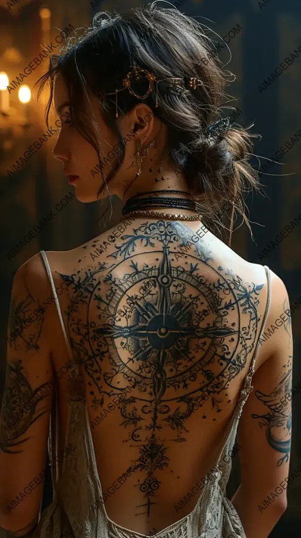 Elaborate Tattoo Depicting Celestial Zodiac Wheel