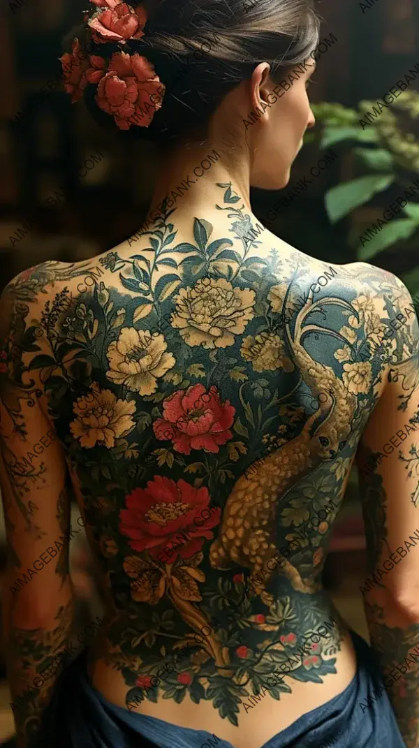 Elaborate Medieval Tapestry Tattoo: Storytelling Ink