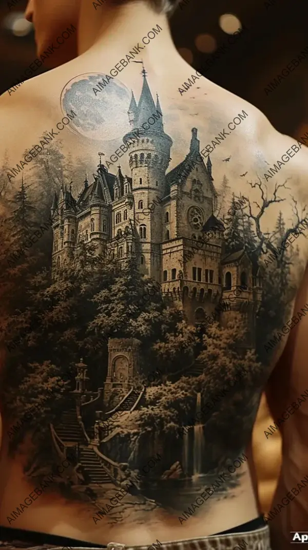 Tattoo Inspired by Gothic Castle in Moonlight