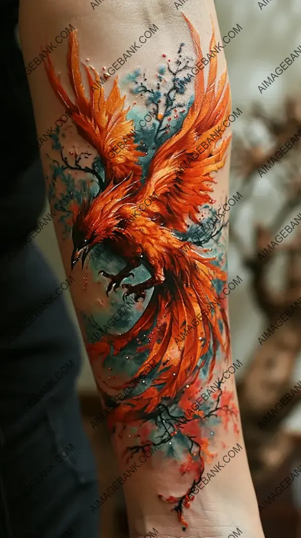 Colorful Mystique of the Mystical Phoenix Tattoo