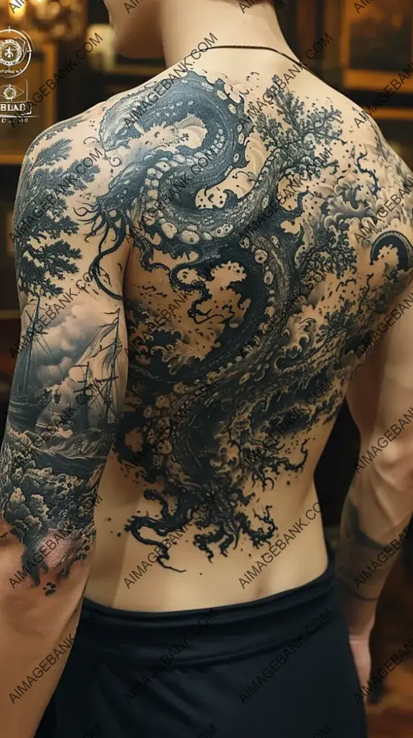 Tattoo Inspired by the Dramatic Mythical Kraken Attack