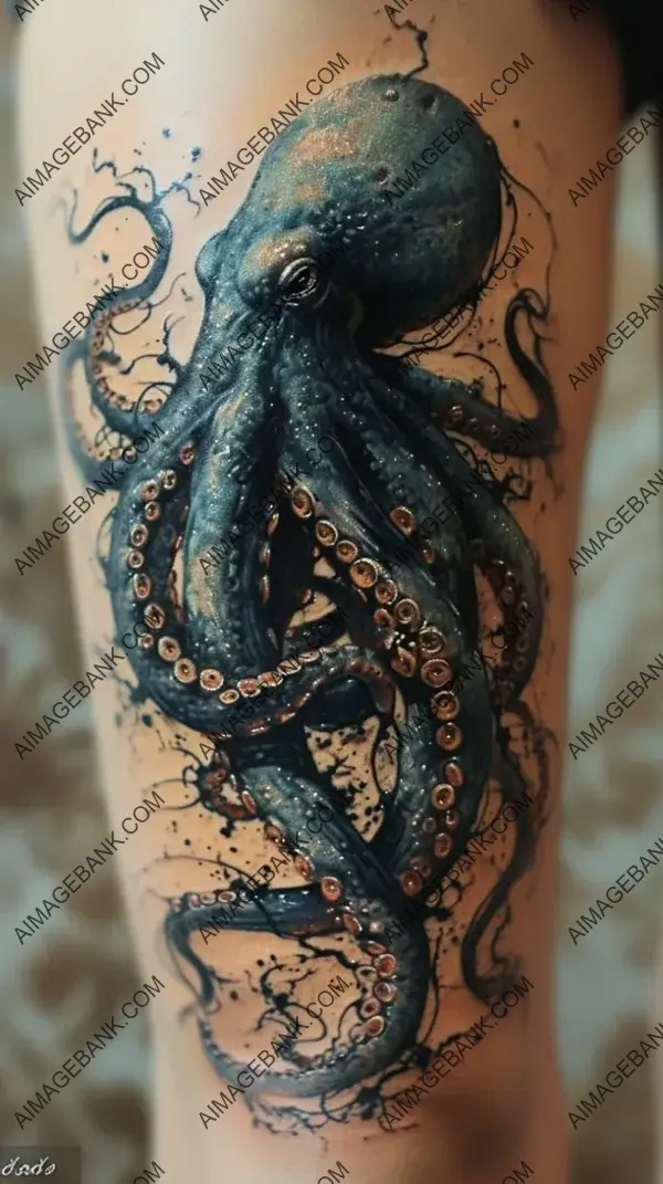 Tattoo Capturing the Abstract Essence of Mythical Kraken Attack