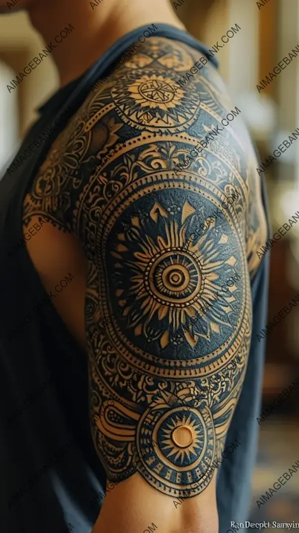 Intricate Geometric Patterns in Ornate Mandala Universe Tattoo