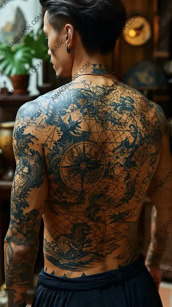 An Old World Map in Stunning Tattooed Detail