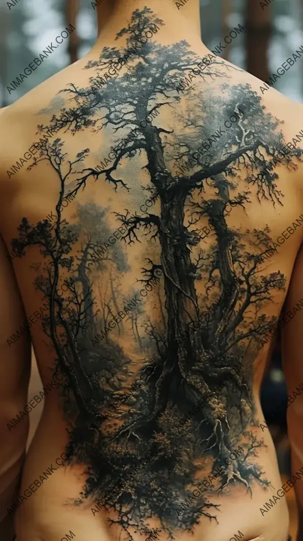 Capturing the Rustic Beauty of a Dense Forest in Tattoo