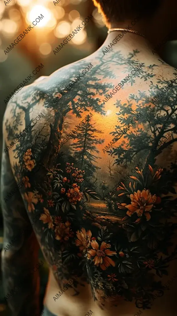 Tattoo of a Rustic Woodland Scene: A Serene Forest Retreat