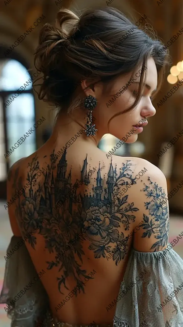 Whimsical Fairy Tale Castle in Detailed Tattoo